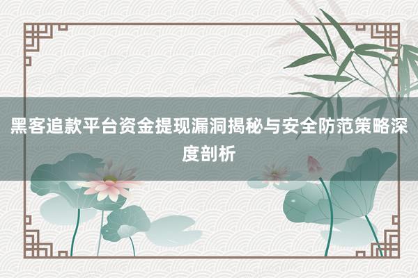 黑客追款平台资金提现漏洞揭秘与安全防范策略深度剖析